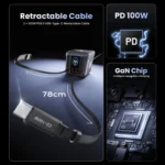 Close-up of ASOMETECH GaN charger showing USB-C and USB-A ports