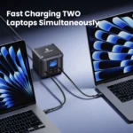 ASOMETECH 300W GaN charger with non-slip base and magnetic cable clasp