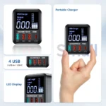 ASOMETECH USB charger showing LED charging status screen
