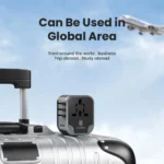 ASOMETECH travel adapter with interchangeable UK, US, EU, AUS plugs