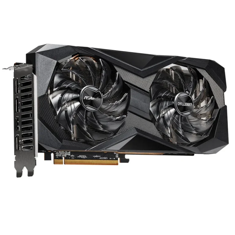 Side view of ASROCK RX 6700 XT triple-fan cooling design