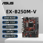 ASUS EX-B250M-V motherboard front view showing ports and slots