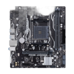 ASUS PRIME A320M-F motherboard front view showing AM4 socket and DDR4 slots