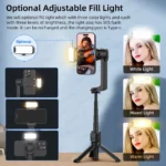 Close-up of AXNEN HQ2 gimbal showing remote control and telescopic rod