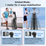 AXNEN HQ2 gimbal extended selfie stick mode with phone attached