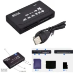 Black USB 2.0 card reader with USB cable