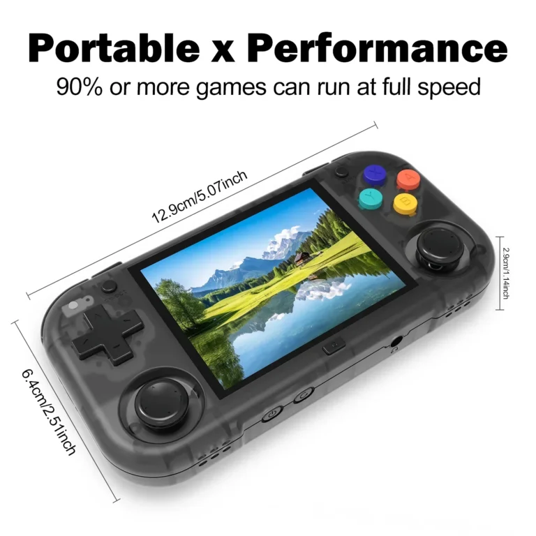 Side angle of Ampown XU MINI M handheld game console showing controls