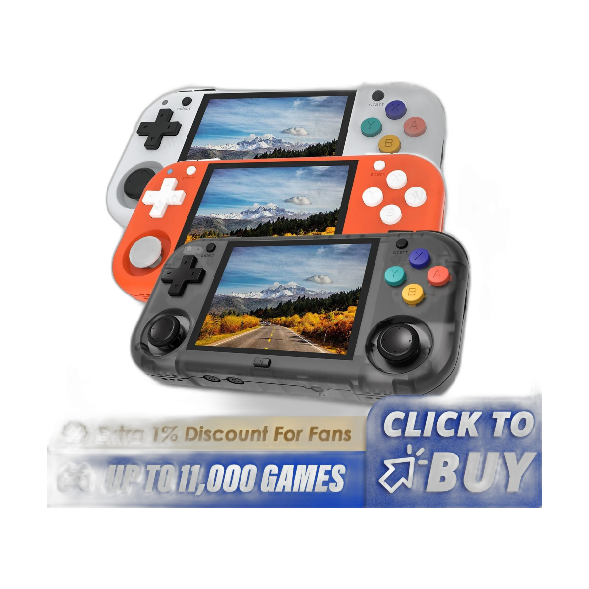 Ampown XU MINI M Handheld Game Console 2.8” Screen Linux OS MINIM Retro Simulator Video Player Portable Console Children Gifts-bg-clean Ampown XU MINI M handheld game console with 2.8 inch IPS screen and orange body