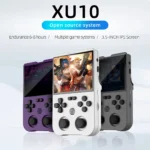 Side angle of Ampown XU10 handheld retro game player showing buttons