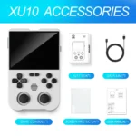 Ampown XU10 handheld game console with colorful display turned on
