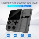 Ampown XU10 game console in grey with screen on displaying game