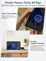 AI smart speaker dock for Android 15 tablet with ambient lighting