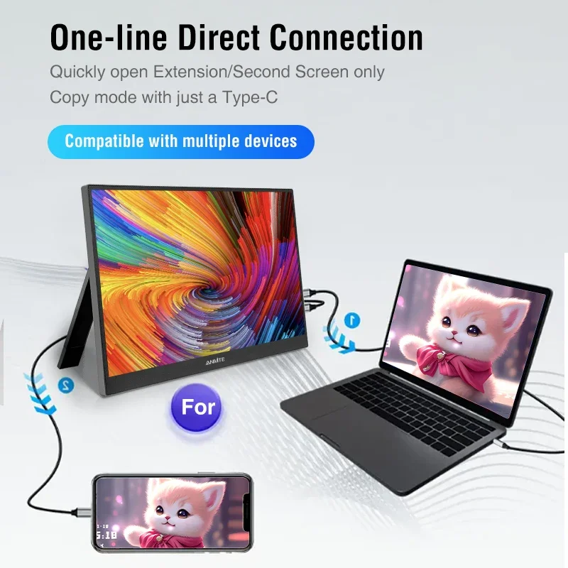 Back view of Anmite 15.6 inch portable monitor showing VESA mount