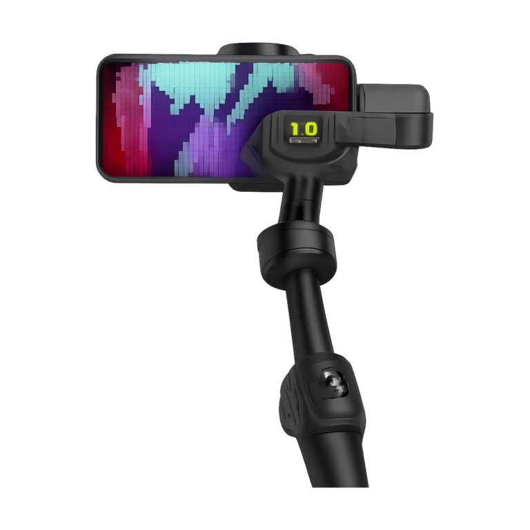 Aochuan Smart S2 3-axis smartphone gimbal stabilizer with extendable rod and built-in microphone