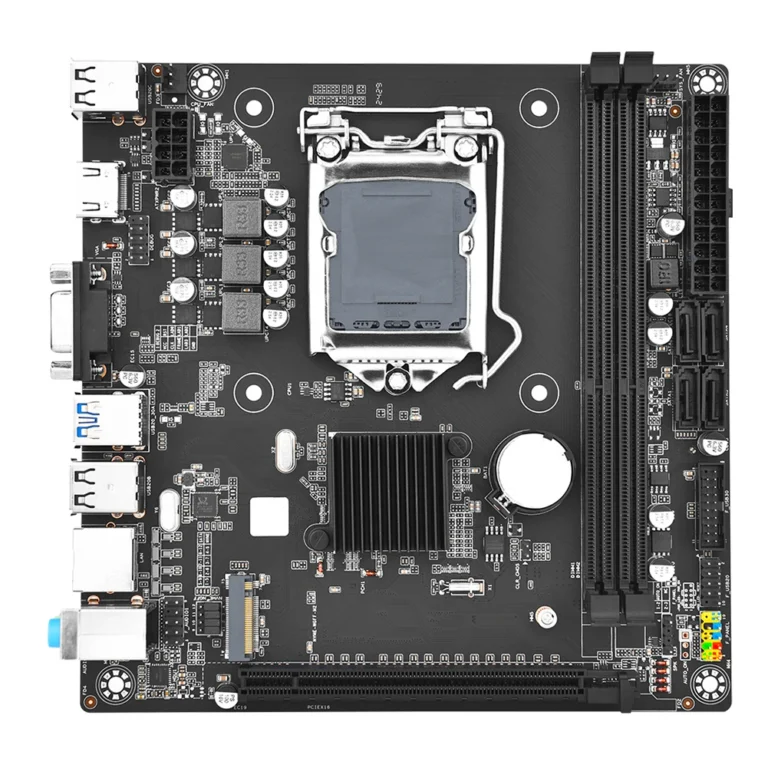 Close-up of B75M-I motherboard DDR3 slots and PCI-E x16 slot