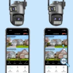 Close-up of BESDER 15MP tri-lens wifi surveillance camera