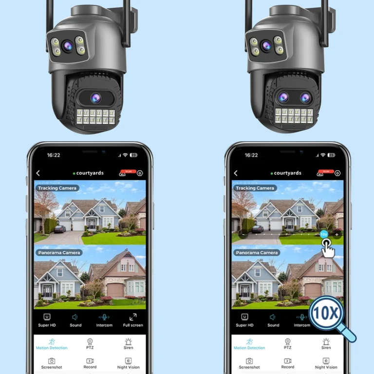 Close-up of BESDER 15MP tri-lens wifi surveillance camera