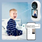 BESDER baby monitor displaying two-way video call on screen