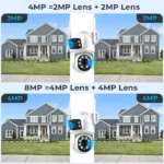 Side angle of BESDER 8MP dual screen outdoor IP camera