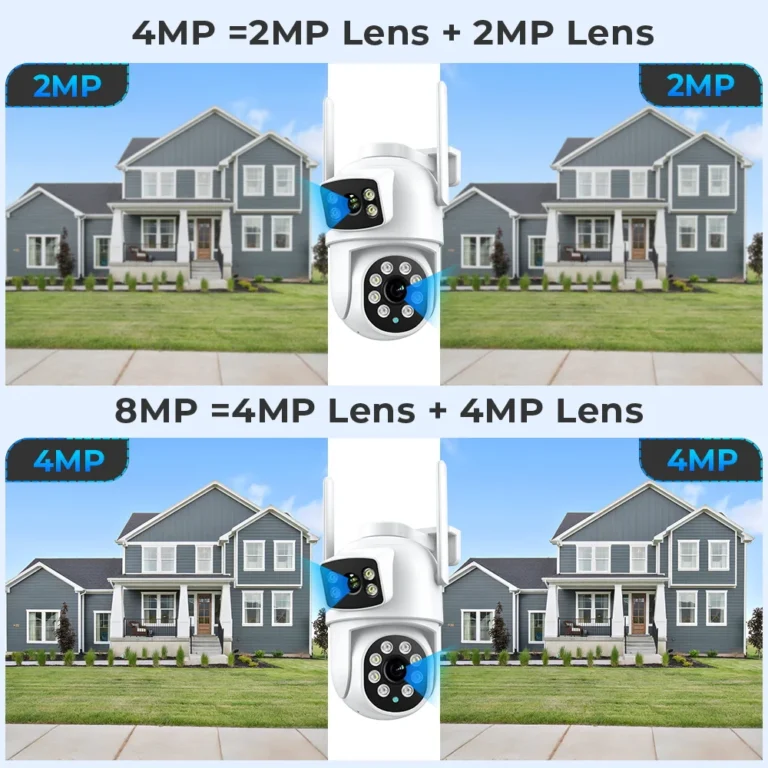 Side angle of BESDER 8MP dual screen outdoor IP camera