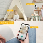 BESDER 4MP WiFi baby monitor showing dual screens in use