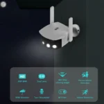 Side view of BESDER 8MP dual lens ultra wide angle security camera