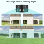 Close-up of BESDER dual lens camera with color night vision LEDs