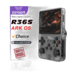 BOYHOM R36S retro handheld game console front view with screen on