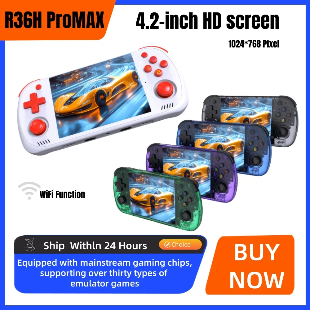 BOYHOM NEW R36H PRO MAX Retro Handheld Video Game Console Linux System 4.2 Inch IPS Screen Portable Pocket Video Player BOYHOM R36H PRO MAX handheld retro game console front view