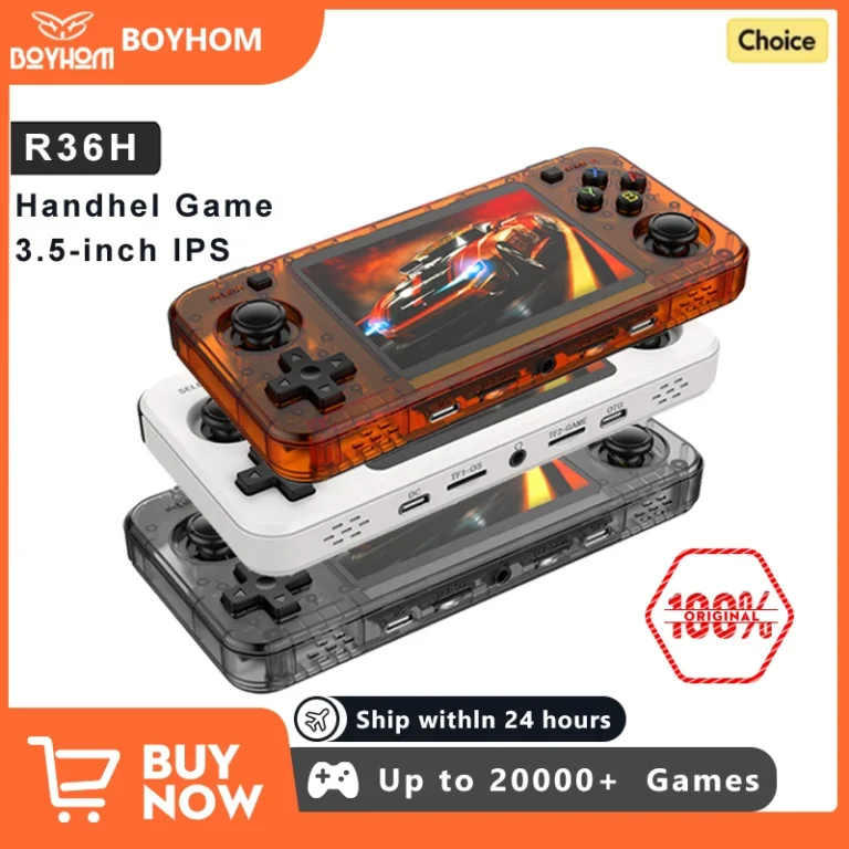 BOYHOM R36H retro handheld console front view with 3.5 inch IPS screen