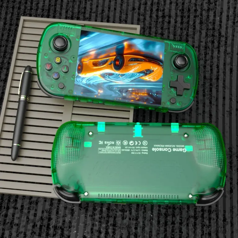 BOYHOM R36H PRO handheld console side angle showing buttons and design