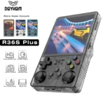 BOYHOM R36PLUS retro gaming console side angle showing buttons