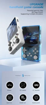 BOYHOM R36Plus handheld device highlighting buttons and ergonomic design