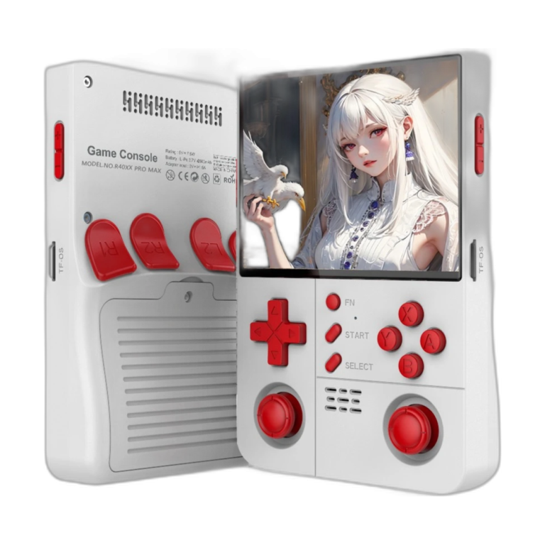 Front view of BOYHOM R40XX Pro Max retro handheld console with screen on