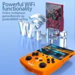 BOYHOM R40XX handheld console with game screen on