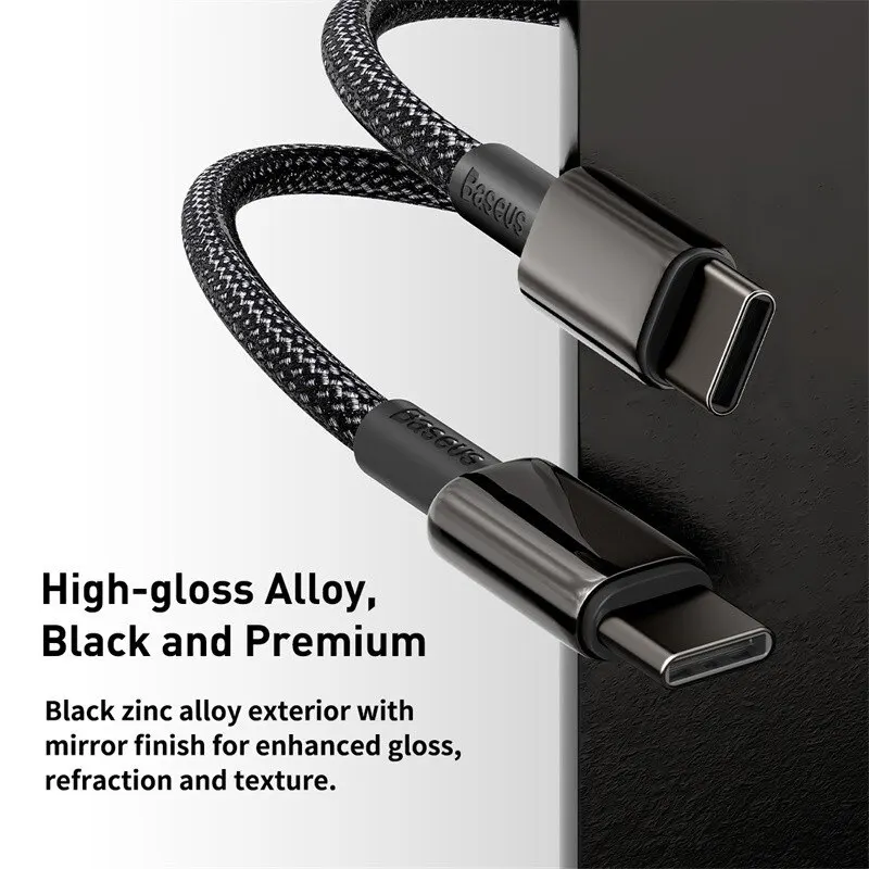 Baseus fast charge Type C cable in blue color braided design