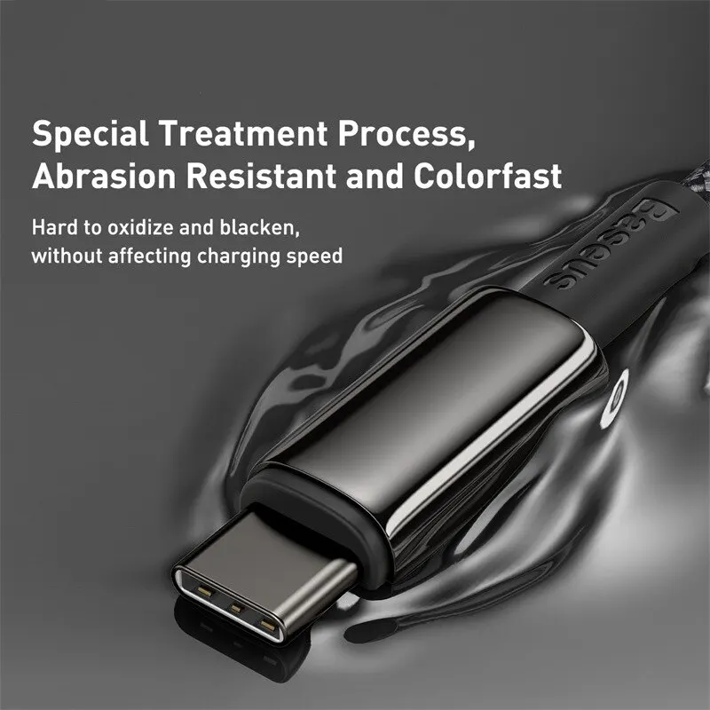 Baseus Type C cable with durable nylon braid and high gloss alloy ends
