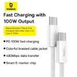 Close-up of Baseus two-color braided fast charging cable