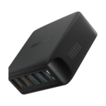 Baseus 120W GaN desktop charger front view with USB C and USB A ports