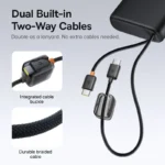 Baseus power bank with dual USB-C cables charging multiple devices