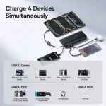 Close-up of Baseus power bank USB-C and USB-A output ports