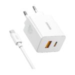 Baseus 20W dual port USB Type-C fast charger compatible with iPhone and smartphones