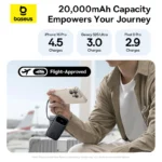Baseus power bank in multiple colors with digital display and cables
