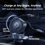 Side view of Baseus 240W car charger plugged into car lighter slot