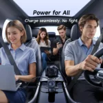 Baseus 240W car charger compact design in cosmic black finish