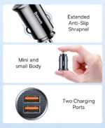 Baseus 30W Car Charger USB PD QC4 Fast Charge iPhone Xiaomi - Image 14