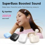 Close-up of Baseus BS2 Lite semi-in-ear wireless earbuds