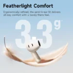 Baseus Bass BS2 Lite earbuds showing ergonomic semi-in-ear design