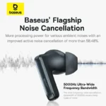 Baseus Bowie M2s Pro earbud close-up showing design and materials