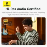 Pair of Baseus Bowie M2s Pro wireless earbuds inside charging case